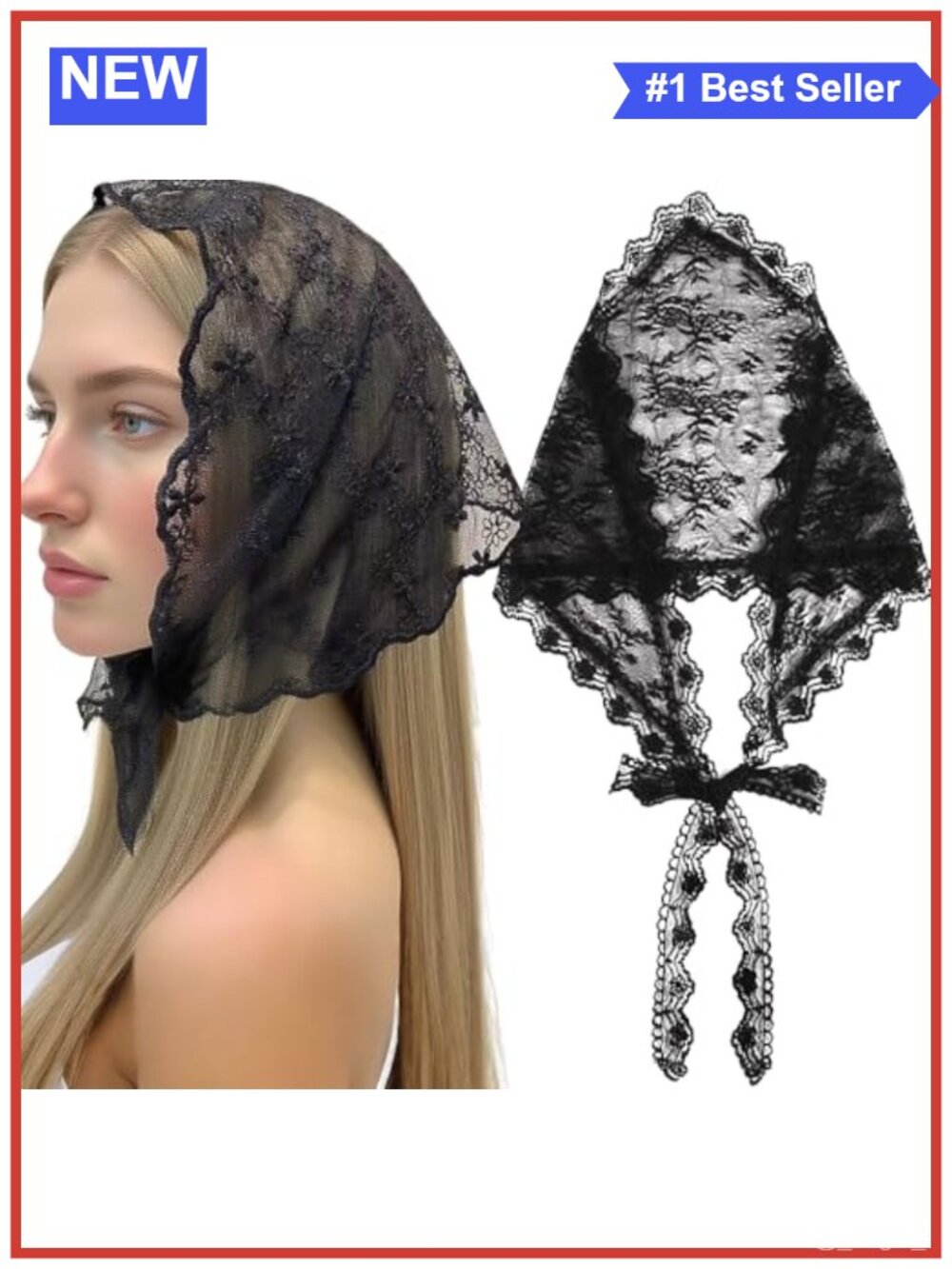 Lace Triangle Head Scarf Floral Embroidery Bandana Wrap Belt Top Cover Up